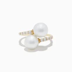 Effy Jewelry 14K Yellow Gold Fresh Water Pearl and Diamond Bypass Ring | Rings