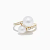 Effy Jewelry 14K Yellow Gold Fresh Water Pearl and Diamond Bypass Ring | Rings