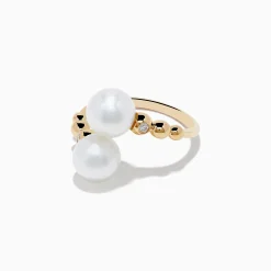 Effy Jewelry 14K Yellow Gold Fresh Water Pearl and Diamond Bypass Ring | Rings