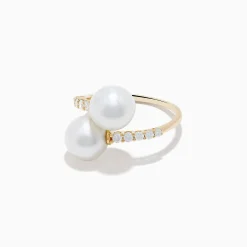Effy Jewelry 14K Yellow Gold Fresh Water Pearl and Diamond Bypass Ring | Rings
