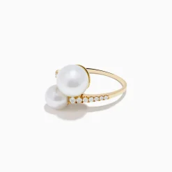 Effy Jewelry 14K Yellow Gold Fresh Water Pearl and Diamond Bypass Ring | Rings