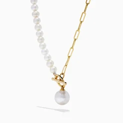 Effy Jewelry 14K Yellow Gold Fresh Water Pearl u0026 Paperclip Chain Necklace | Necklaces & Pendants
