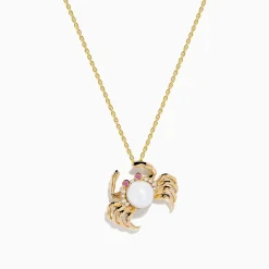 Effy Jewelry 14K Yellow Gold Freshwater Pearl, Pink Sapphire and Diamond Crab Pendant | Necklaces & Pendants
