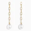 Richline Group 14K Yellow Gold Freshwater Pearl Paperclip Chain Drop Earrings | Earrings