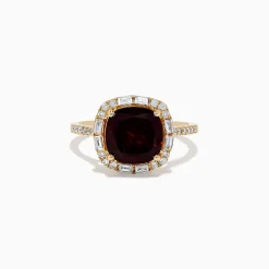 BH Multi 14K Yellow Gold Garnet and Diamond Ring | Rings