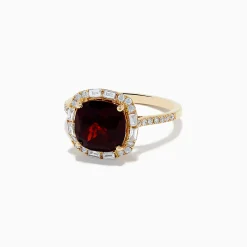 BH Multi 14K Yellow Gold Garnet and Diamond Ring | Rings