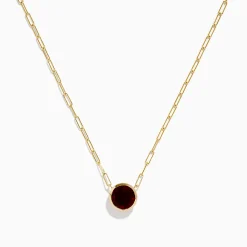 Effy Jewelry 14K Yellow Gold Garnet Bezel Pendant with Paperclip Chain | Necklaces & Pendants