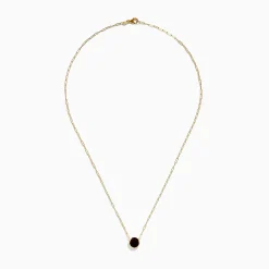 Effy Jewelry 14K Yellow Gold Garnet Bezel Pendant with Paperclip Chain | Necklaces & Pendants