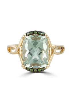 Effy Jewelry 14K Yellow Gold Green Amethyst and Diamond Ring, 3.73 TCW | Rings