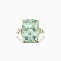 BH Multi 14K Yellow Gold Green Amethyst and Diamond Cocktail Ring, 10.51 TCW | Rings