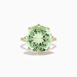 BH Multi 14K Yellow Gold Green Amethyst and Diamond Cocktail Ring, 11.95 TCW | Rings