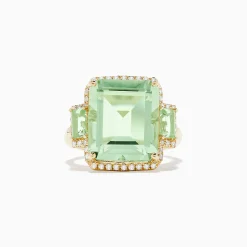 BH Multi 14K Yellow Gold Green Amethyst and Diamond Ring | Rings