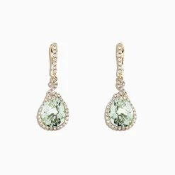 Effy Jewelry 14K Yellow Gold Green Amethyst and Diamond Drop Earrings, 7.03 TCW | Earrings