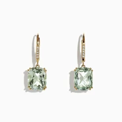 Effy Jewelry 14K Yellow Gold Green Amethyst and Diamond Earrings, 8.34 TCW | Earrings