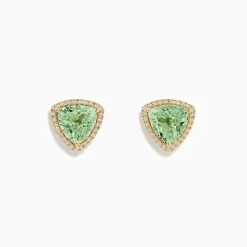 BH Multi 14K Yellow Gold Green Amethyst and Diamond Earrings | Earrings