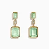 Effy Jewelry 14K Yellow Gold Green Amethyst and Diamond Bezel Drop Earrings | Earrings