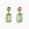 Effy Jewelry 14K Yellow Gold Green Amethyst and Morganite Bezel Drop Earrings | Earrings