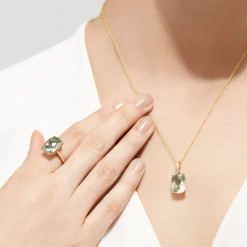 Effy Jewelry 14K Yellow Gold Green Amethyst and Diamond Cocktail Ring | Rings