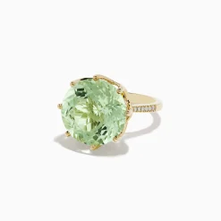 BH Multi 14K Yellow Gold Green Amethyst and Diamond Cocktail Ring, 11.95 TCW | Rings