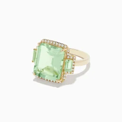 BH Multi 14K Yellow Gold Green Amethyst and Diamond Ring | Rings
