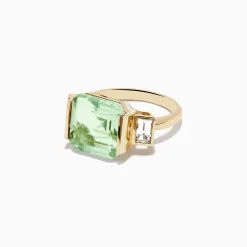 Effy Jewelry 14K Yellow Gold Green Amethyst and White Topaz Ring | Rings
