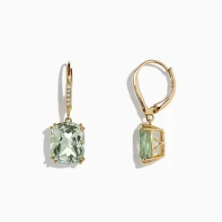Effy Jewelry 14K Yellow Gold Green Amethyst and Diamond Earrings, 8.34 TCW | Earrings
