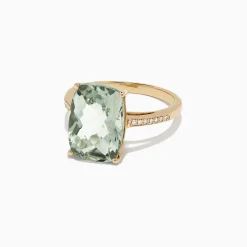 Effy Jewelry 14K Yellow Gold Green Amethyst and Diamond Cocktail Ring | Rings