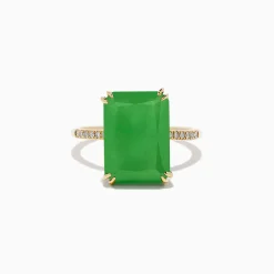 Effy Jewelry 14K Yellow Gold Green Jade and Diamond Ring | Rings
