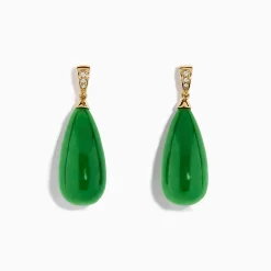 Effy Jewelry 14K Yellow Gold Green Jade and Diamond Drop Earrings | Earrings