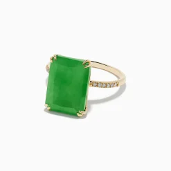 Effy Jewelry 14K Yellow Gold Green Jade and Diamond Ring | Rings
