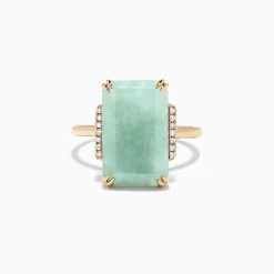 Effy Jewelry 14K Yellow Gold Jade and Diamond Ring, 11.56 TCW | Rings