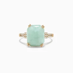 Effy Jewelry 14K Yellow Gold Jade and Diamond Ring, 6.81 TCW | Rings