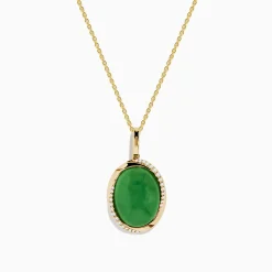 Effy Jewelry 14K Yellow Gold Jade and Diamond Pendant | Necklaces & Pendants