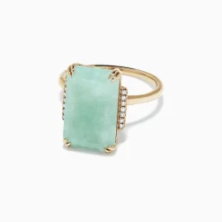 Effy Jewelry 14K Yellow Gold Jade and Diamond Ring, 11.56 TCW | Rings