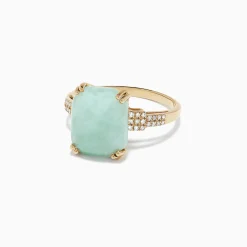 Effy Jewelry 14K Yellow Gold Jade and Diamond Ring, 6.81 TCW | Rings