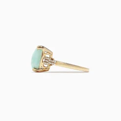 Effy Jewelry 14K Yellow Gold Jade and Diamond Ring, 6.81 TCW | Rings