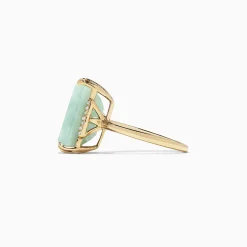 Effy Jewelry 14K Yellow Gold Jade and Diamond Ring, 11.56 TCW | Rings