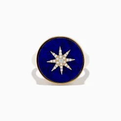 Effy Jewelry 14K Yellow Gold Lapis and Diamond Compass Ring | Rings