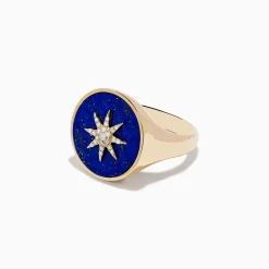 Effy Jewelry 14K Yellow Gold Lapis and Diamond Compass Ring | Rings
