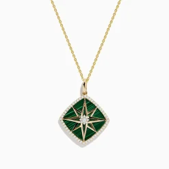 Effy Jewelry 14K Yellow Gold Malachite and Diamond Compass Pendant | Necklaces & Pendants