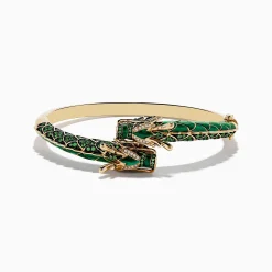 Effy Jewelry 14K Yellow Gold Malachite, Tsavorite and Diamond Dragon Bangle | Bracelets