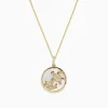 BH Multi 14K Yellow Gold Mother of Pearl and Diamond Turtle Pendant, 0.13 TCW | Necklaces & Pendants