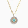 Effy Jewelry 14K Yellow Gold Mother Of Pearl, Turquoise and Diamond Evil Eye Pendant | Necklaces & Pendants