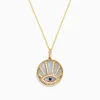 Effy Jewelry 14K Yellow Gold Mother Of Pearl, Diamond and Sapphire Evil Eye Pendant | Necklaces & Pendants