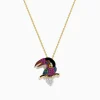 Effy Jewelry 14K Yellow Gold Multi Color Sapphire Black Agate and Diamond Parrot Pendant | Necklaces & Pendants
