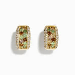 Effy Jewelry 14k Yellow Gold Multi Color Diamond Huggie Earrings | Earrings