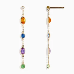 Effy Jewelry 14K Yellow Gold Multi Color Sapphire and Diamond Station Earrings | Earrings
