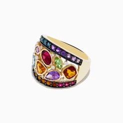 Effy Jewelry 14K Yellow Gold Multi Color Gemstone and Diamond Ring | Rings