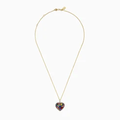 Effy Jewelry 14K Yellow Gold Multi Color Sapphire, White and Brown Diamond Heart Pendant | Necklaces & Pendants