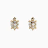 Effy Jewelry 14K Yellow Gold Multi Diamond and Mother of Pearl Turtle Stud Earrings | Earrings